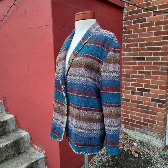 Vintage 90's Aztec Print Button Blazer Jacket - Picture 2 of 12